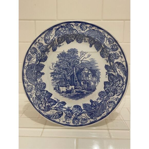 Spode Other - Spode Blue Room Collection Rural Scenes Plate Blue Transferware Made in England